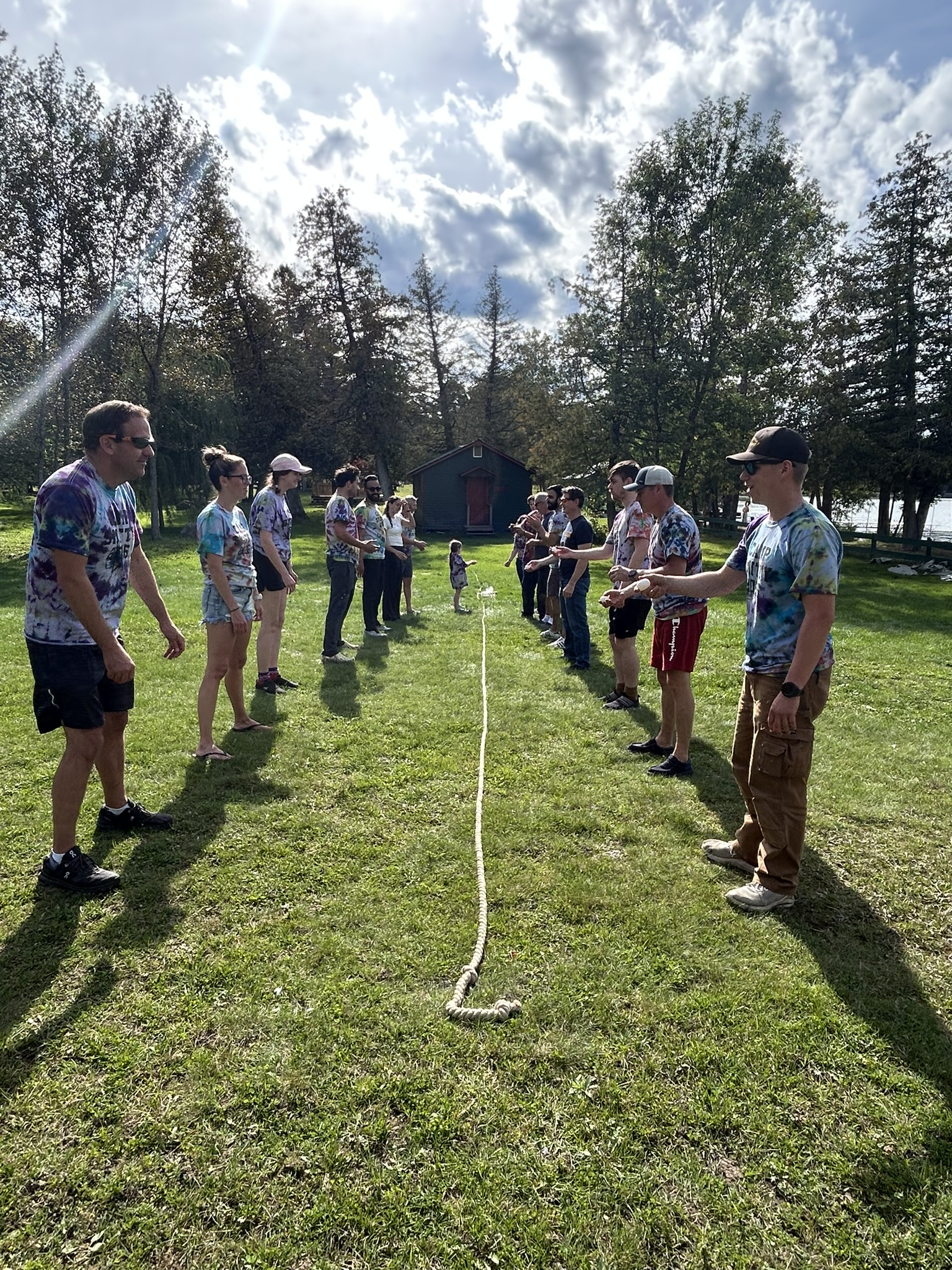 Amsted team getting ready for a game during the Summer Throwback Challenge