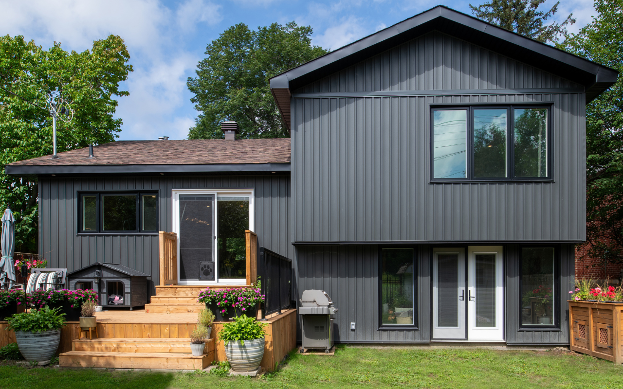 Rear addition of Amsted's split-level renovation in Riverview